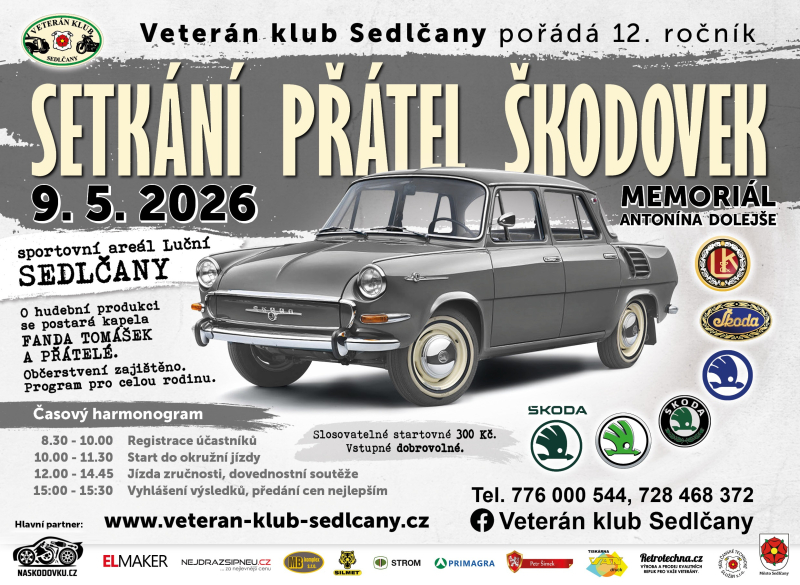 Plakát – Setkání přátel škodovek - Sedlčany