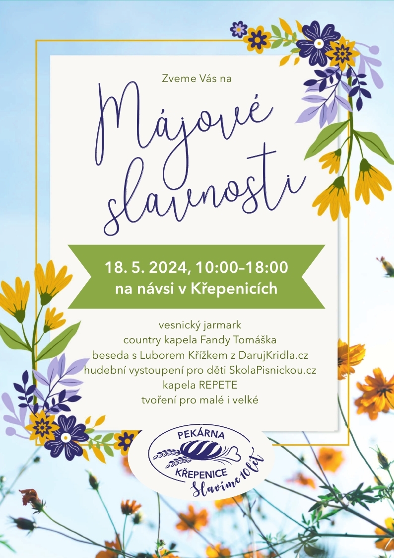 Plakát – Májové slavnosti – Pekárna Křepenice