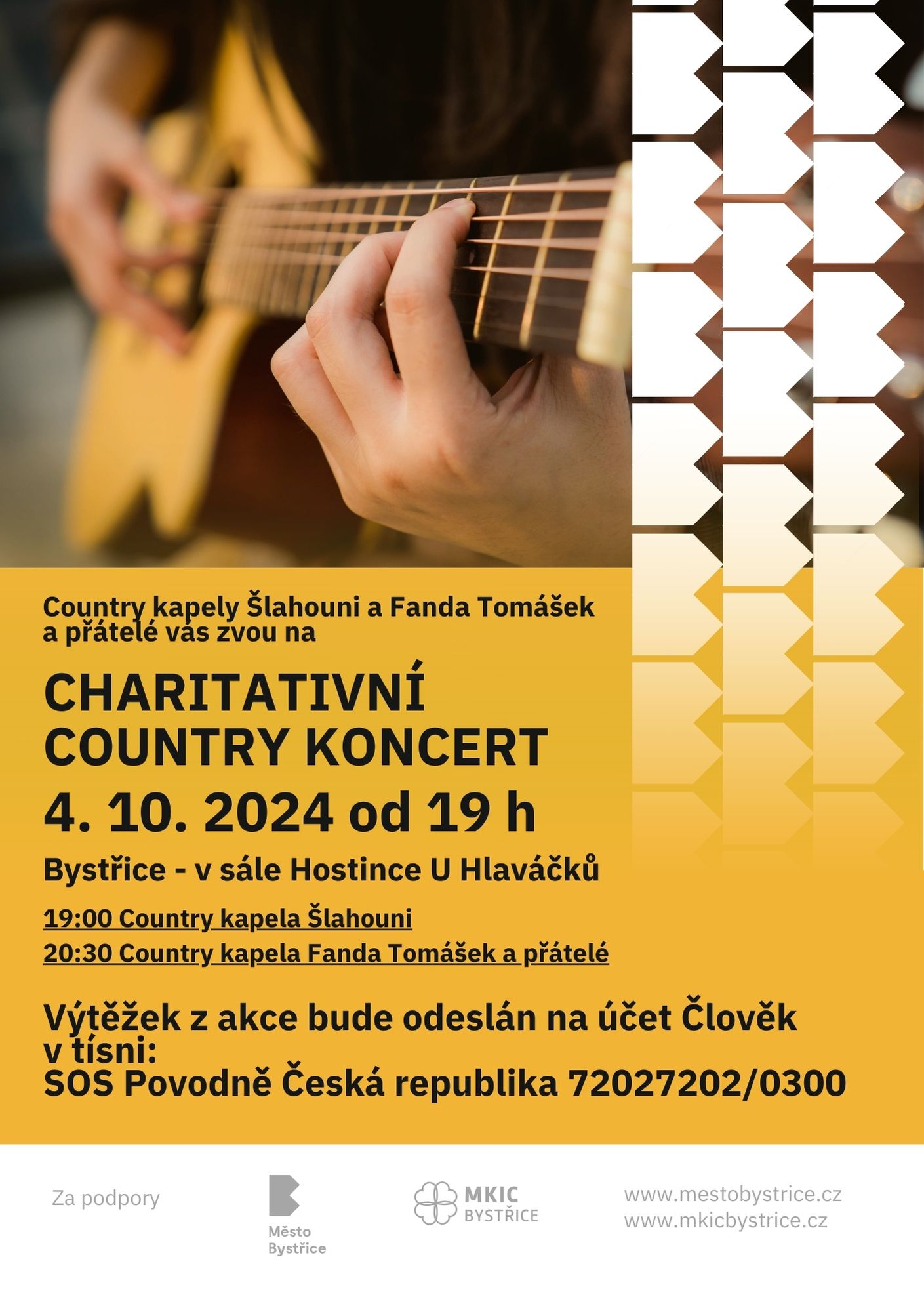 Plakát – Charitativní country koncert - Bystřice