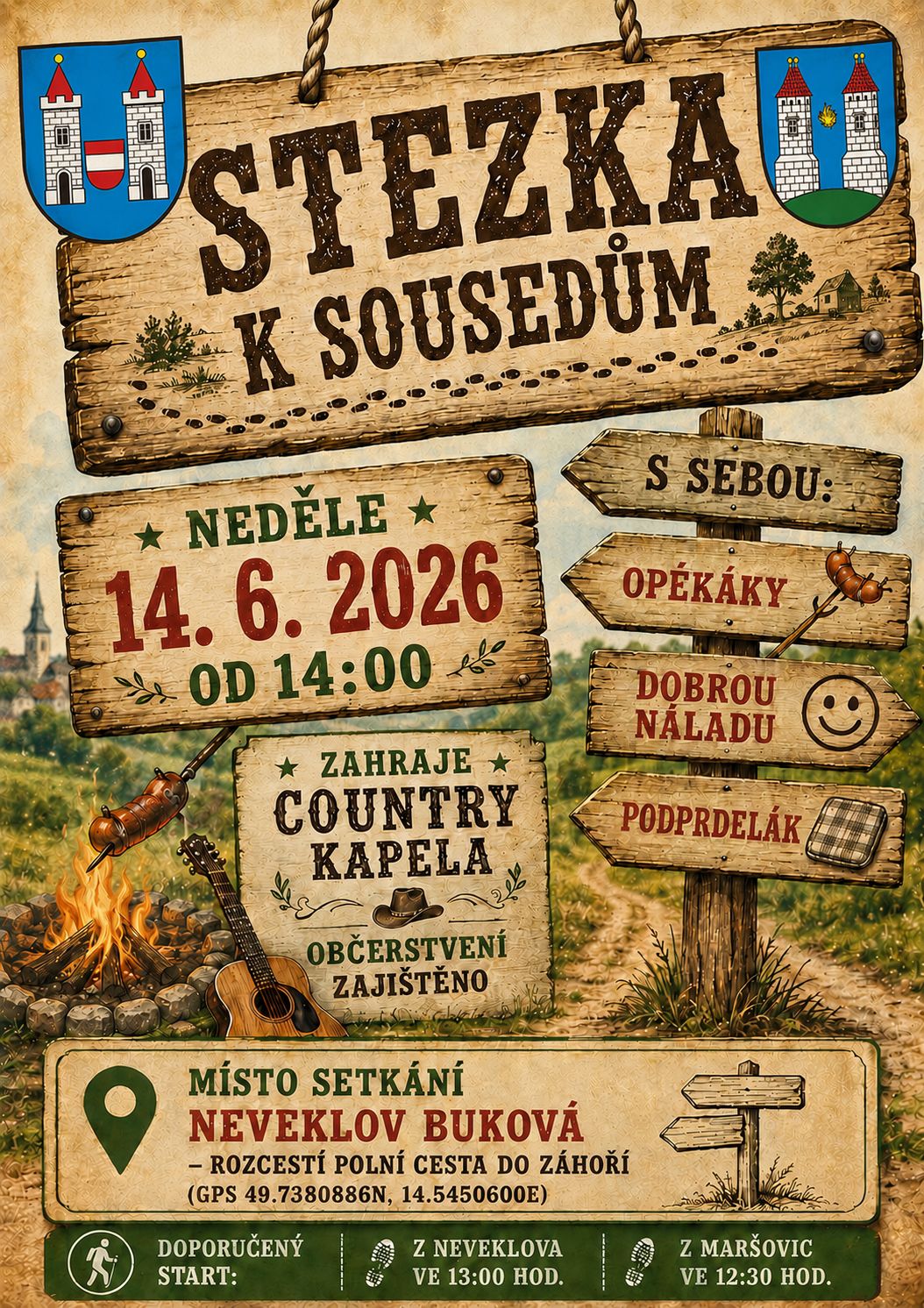 Plakát – Stezka k sousedům - Neveklov