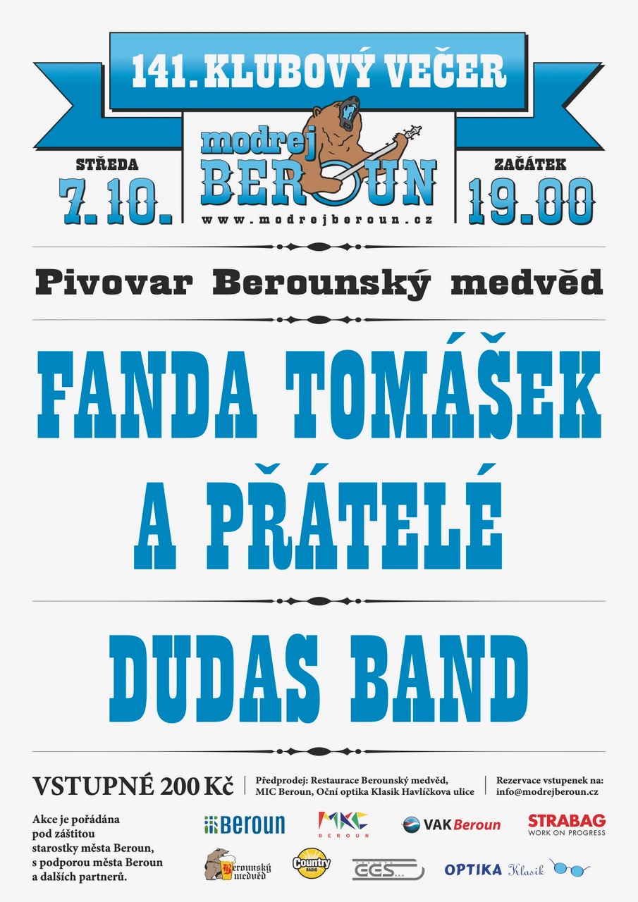Plakát – 141. klubový večer modrej Beroun - Beroun